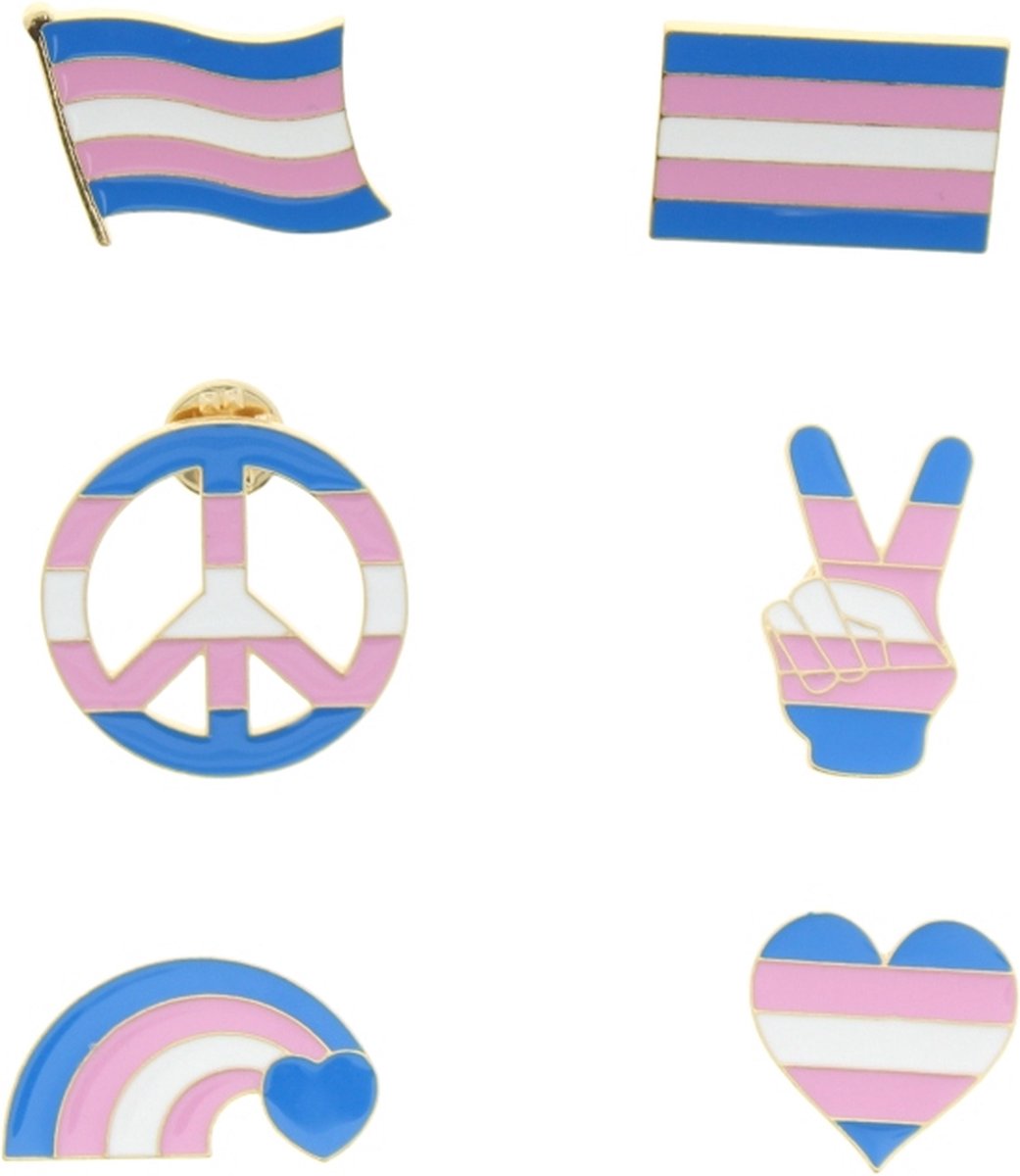 Zacs Alter Ego Pin Set of 6 Heavy Metal Transgender Equality Multicolours